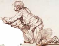 Greuze Jean-Baptiste Study for The Paralytic. Study of a Boy Resting on One Knee - Hermitage
